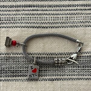 Brighton Silver Charm Bracelet with NYC and teacher Pendant, NWOT